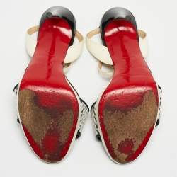 Christian Louboutin Two Tone Mesh and Patent Leather Discoport Sandals Size 37.5