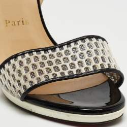Christian Louboutin Two Tone Mesh and Patent Leather Discoport Sandals Size 37.5