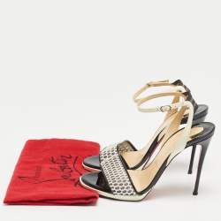 Christian Louboutin Two Tone Mesh and Patent Leather Discoport Sandals Size 37.5