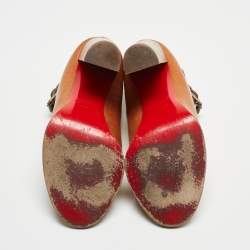 Pre Owned Christian Louboutin Brown Leather Ankle Strap Sandals Size 37