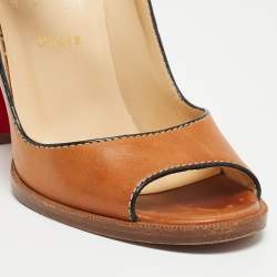 Pre Owned Christian Louboutin Brown Leather Ankle Strap Sandals Size 37