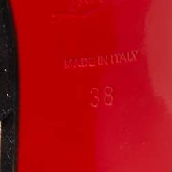 Pre Owned Christian Louboutin Black Glitter Nubuck Leather Drama Spikes Slingback Sandals Size 38