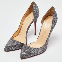 Christian Louboutin Silver Glitter Chiarana 100 Lady D'orsay Pumps Size 37