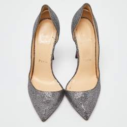 Christian Louboutin Silver Glitter Chiarana 100 Lady D'orsay Pumps Size 37