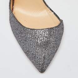 Christian Louboutin Silver Glitter Chiarana 100 Lady D'orsay Pumps Size 37