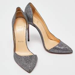 Christian Louboutin Silver Glitter Chiarana 100 Lady D'orsay Pumps Size 37