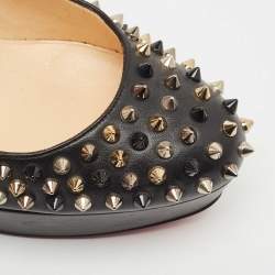 Pre Owned Christian Louboutin Black Leather Alti Spike Platform Pumps Size 40.5