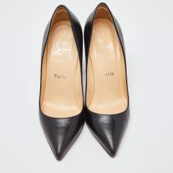 Pre Owned Christian Louboutin Black Leather Pigalle Pointed Toe Pumps Size 36.5