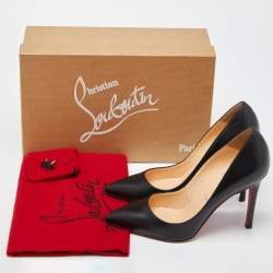 Pre Owned Christian Louboutin Black Leather Pigalle Pointed Toe Pumps Size 36.5