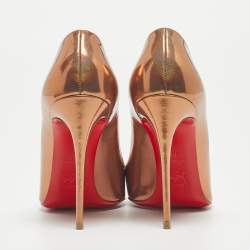 Pre Owned Christian Louboutin Metallic Patent Leather Pigalle Pumps Size 38