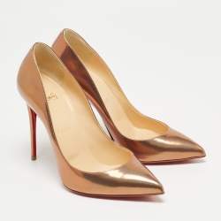 Pre Owned Christian Louboutin Metallic Patent Leather Pigalle Pumps Size 38