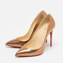 Pre Owned Christian Louboutin Metallic Patent Leather Pigalle Pumps Size 38