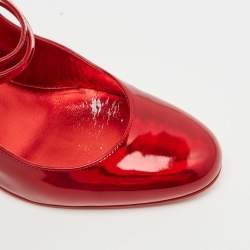 Pre Owned Christian Louboutin Red Patent Mary Jane Pumps Size 38