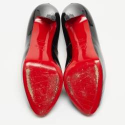 مملوكة مسبقًا Christian Louboutin Black Patent Leather Very Prive Peep Toe Platform Pumps Size 40.5