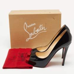 مملوكة مسبقًا Christian Louboutin Black Patent Leather Very Prive Peep Toe Platform Pumps Size 40.5