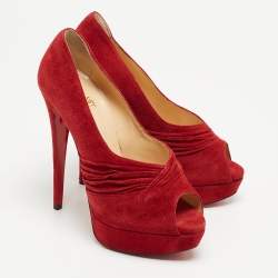 Christian Louboutin Red Suede Drapadita Pumps Size 38