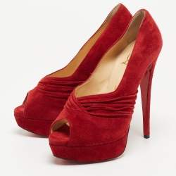 Christian Louboutin Red Suede Drapadita Pumps Size 38