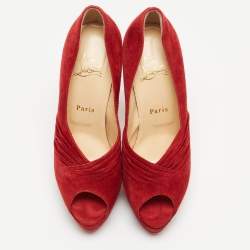 Christian Louboutin Red Suede Drapadita Pumps Size 38