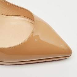 Pre Owned Christian Louboutin Beige Patent Pigalle Pumps Size 37.5