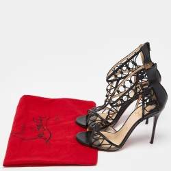 Christian Louboutin Black Leather Martha Lattice Sandals Size 39