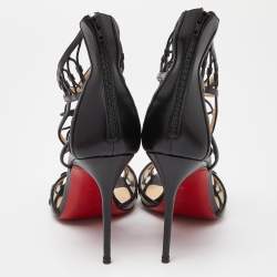 Christian Louboutin Black Leather Martha Lattice Sandals Size 39