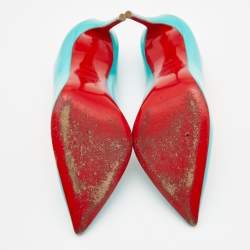 مملوكة مسبقًا Christian Louboutin Turquoise Patent Leather Pigalle Follies Pumps Size 37.5