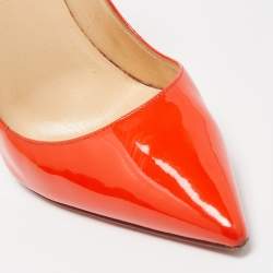 Pre Owned Christian Louboutin Orange Patent Leather So Kate Pumps Size 38