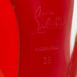 Pre Owned Christian Louboutin Orange Patent Leather So Kate Pumps Size 38