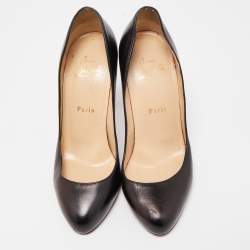 Pre Owned Christian Louboutin Black Leather Fifi Pumps Size 38