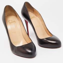 Pre Owned Christian Louboutin Black Leather Fifi Pumps Size 38