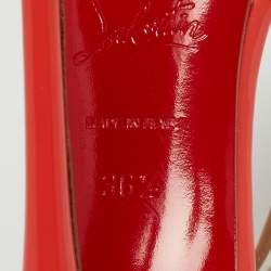 Pre Owned Christian Louboutin Two Tone Crystal Embellished Mesh and Patent Leather Salopatina Pumps Size 36.5