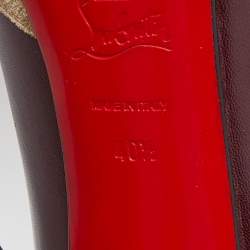 Pre Owned Christian Louboutin Burgundy/Grey Leather and Suede Maggie Platform Pumps Size 40.5