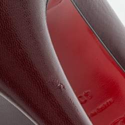 Pre Owned Christian Louboutin Burgundy/Grey Leather and Suede Maggie Platform Pumps Size 40.5