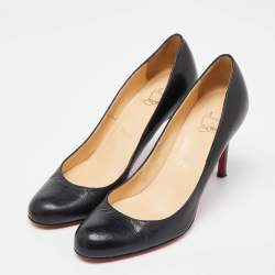 Christian Louboutin Black Leather New Simple Pumps Size 36.5