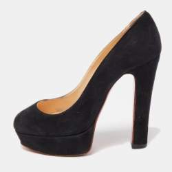 مملوكة مسبقًا Christian Louboutin Black Suede Bibi  Pumps Size 34.5