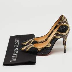 Pre Owned Christian Louboutin Tricolor Python Leather So Kate Pointed Toe Pumps Size 36.5