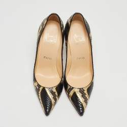 Pre Owned Christian Louboutin Tricolor Python Leather So Kate Pointed Toe Pumps Size 36.5