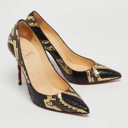 Pre Owned Christian Louboutin Tricolor Python Leather So Kate Pointed Toe Pumps Size 36.5