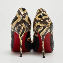 Pre Owned Christian Louboutin Tricolor Python Leather So Kate Pointed Toe Pumps Size 36.5