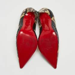 Pre Owned Christian Louboutin Tricolor Python Leather So Kate Pointed Toe Pumps Size 36.5