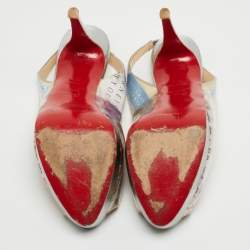 Pre Owned Christian Louboutin Multicolor PVC Trash Collection Lady Peep Sling Pumps Size 38.5