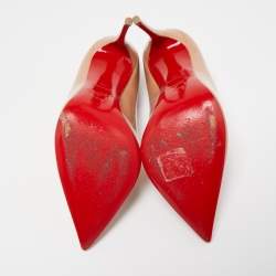 Pre Owned Christian Louboutin Beige Patent Leather Hot Chick Pointed Toe Pumps Size 36