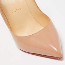 Pre Owned Christian Louboutin Beige Patent Leather Hot Chick Pointed Toe Pumps Size 36
