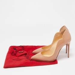 Pre Owned Christian Louboutin Beige Patent Leather Hot Chick Pointed Toe Pumps Size 36