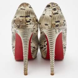 Christian Louboutin Grey Watersnake Leather Lady Peep Pumps Size 40