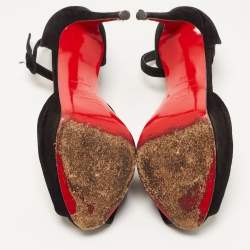 Christian Louboutin Black Suede Ankle Strap Sandals Size 35