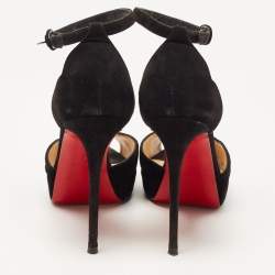 Christian Louboutin Black Suede Ankle Strap Sandals Size 35