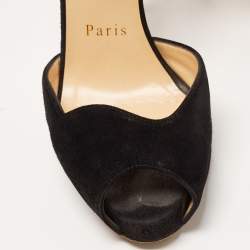 Christian Louboutin Black Suede Ankle Strap Sandals Size 35