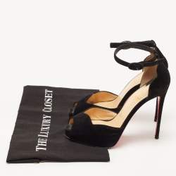 Christian Louboutin Black Suede Ankle Strap Sandals Size 35