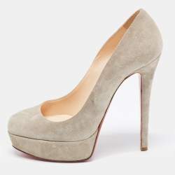 Pre Owned Christian Louboutin Grey Suede Bianca Pumps Size 36